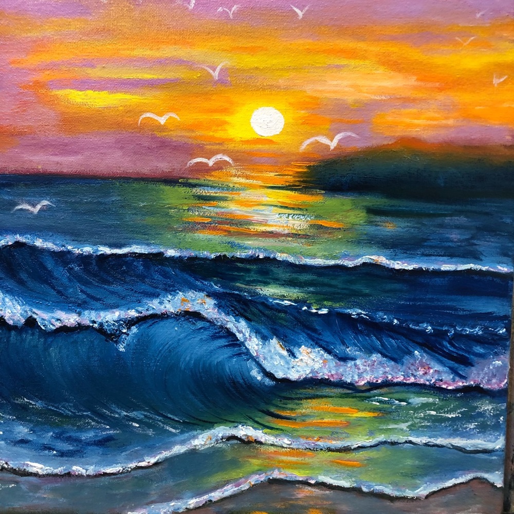 New Oil Panting Sunset by me Size 14x14 inches